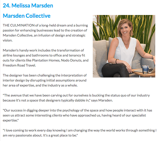 #24 Top 40 Under 40 Young Entrepreneurs Brisbane 2017 - Melissa Marsden
